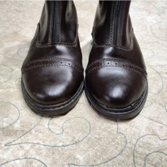 TuffRider Brown Leather Zip Front Paddock Boots 5 - Picture 3 of 12